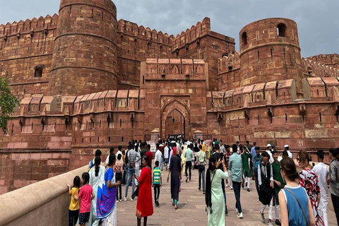 Depuis Delhi : visite privée du Taj Mahal au lever du soleil et d'Agra en voiture