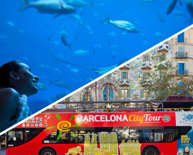 Barcelona: Hop-On/Hop-Off Bus &amp; Aquarium-Tour