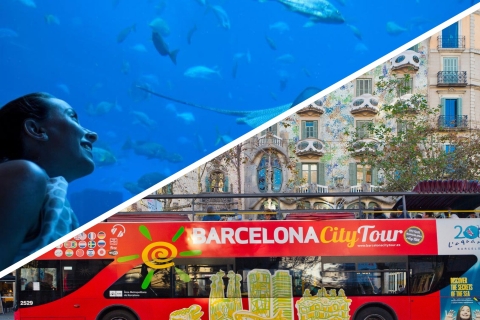 Barcelona: Wycieczka autobusem i akwarium Hop-On Hop-OffBarcelona: 2-dniowy autobus Hop-On Hop-Off i wycieczka do akwarium