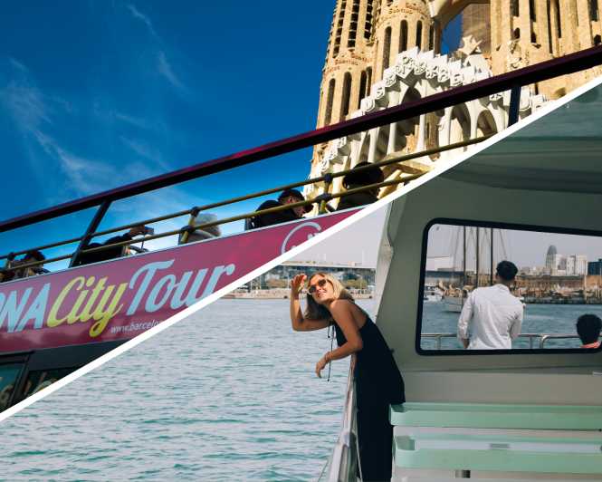 Barcelone : bus à arrêts multiples avec croisière en catamaran écologique
