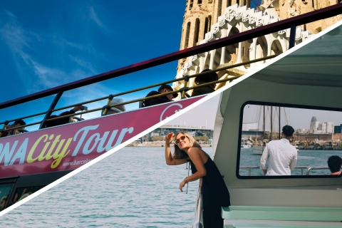 Barcelona: hop-on hop-off bus met eco-catamarancruise2-daags ticket en catamaran van 1 uur