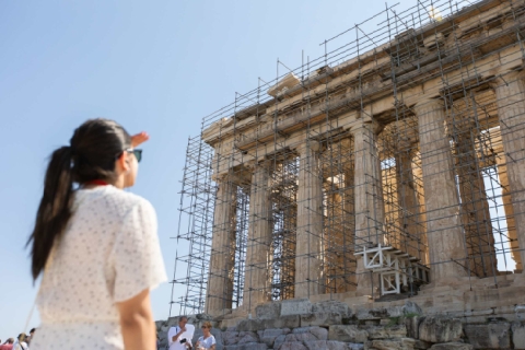 Athènes: visite guidée à pied de l'Acropole et visite audio de PlakaVisite espagnole avec billet d'entrée