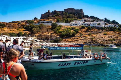 Lindos: Glass Bottom Boat Tour with Snorkeling Lindos: 3 Hour Glass Bottom Boat Tour with Snorkelling