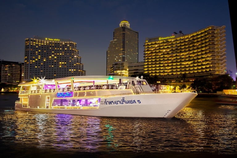 Bangkok: Billete para el crucero con cena Chao Phraya PrincessBuffet Internacional en el Muelle ASIATIQUE para Visitantes Extranjeros