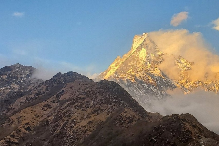 Vue panoramique de l'Everest avec coucher et lever du soleil