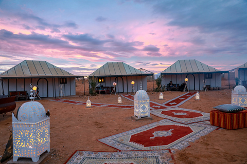 Merzouga: Overnight Camel Trek with Sandboarding Standard Desert Camp