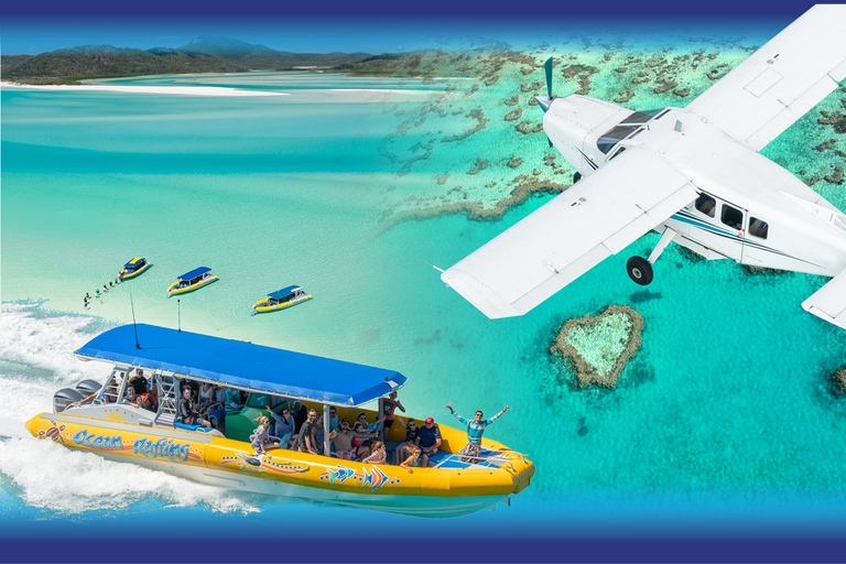 Whitsundays: Ocean Rafting Fly Raft Tour med snorklingNaturskön flygning och rundtur till norra Whitehaven Beach