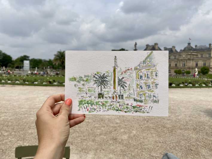 A watercolor art class in a typical place in Paris