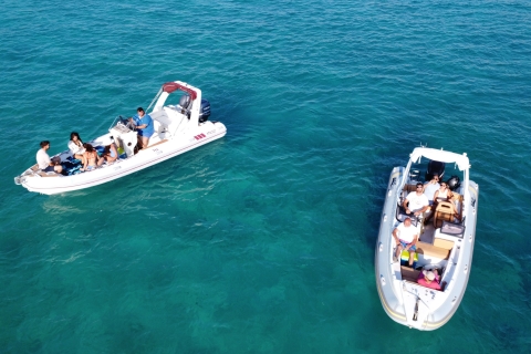 Van Kissamos: Balos-lagune en Gramvousa-privécruiseBalos en het eiland Gramvousa - cruise op een speedboot van 5 meter