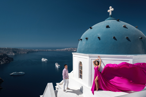 Flying Dress-fotoshoot op Santorini: Express-pakketFlying Dress-fotoshoot in Santorini: Express-pakket