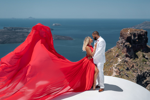 Sesión de fotos con vestido volador en Santorini: Paquete exprés