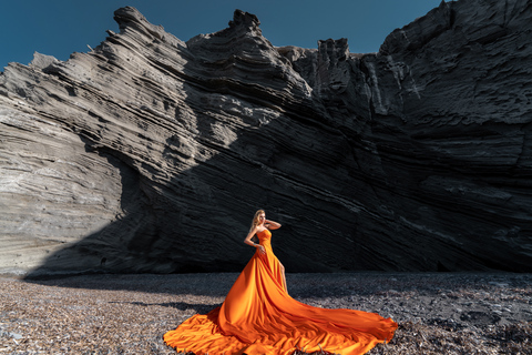 Flying Dress-fotoshoot op Santorini: Express-pakketFlying Dress-fotoshoot in Santorini: Express-pakket