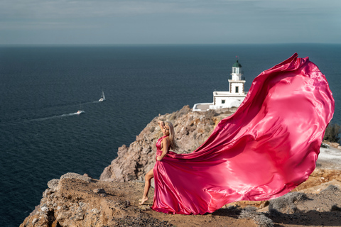 Sesión de fotos con vestido volador en Santorini: Paquete exprés