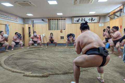 Tokyo : Séance matinale d'entraînement au sumoTokyo : Visionnement de la pratique du sumo le matin