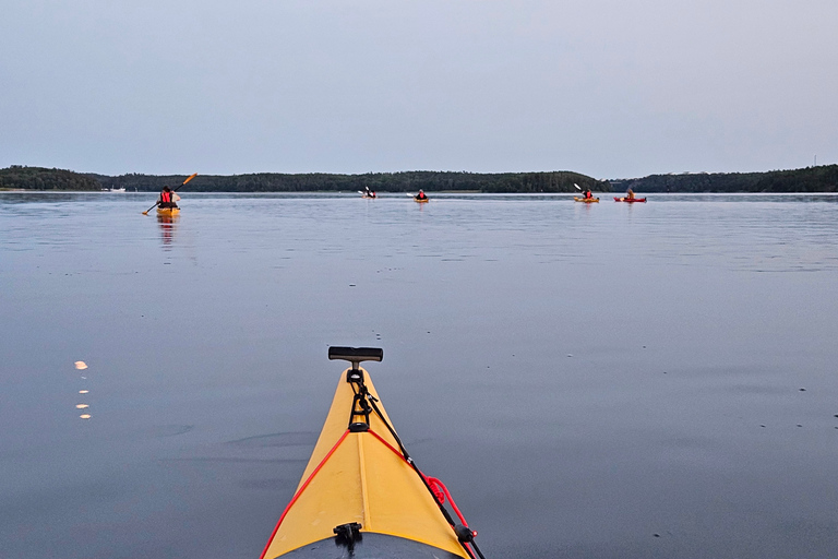 Estocolmo: Excursión en kayak al atardecer en el lago Mälaren con té y tarta