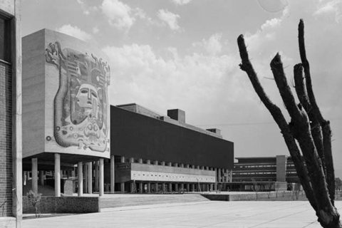 Promenade sur le campus de l'UNAM, site classé au patrimoine mondial de l'UNESCO