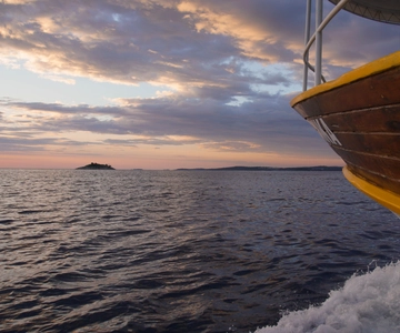 Rovinj: Passeio de barco ao pôr do sol com observação de golfinhos