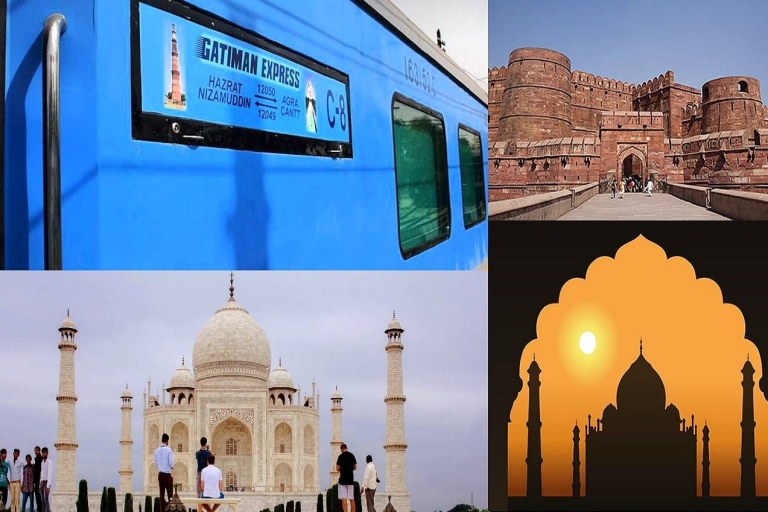 Depuis Delhi : visite du Taj Mahal et du fort d'Agra en train GatimanExcursion avec chaise AC, déjeuner et guide