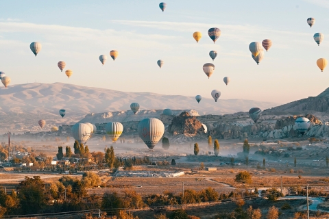 Hot air balloons in Goreme red valley