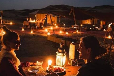 Van Marrakesh: zonsondergang in de Agafay-woestijn, kameelrit en diner