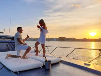 Sunset on a boat with cava included