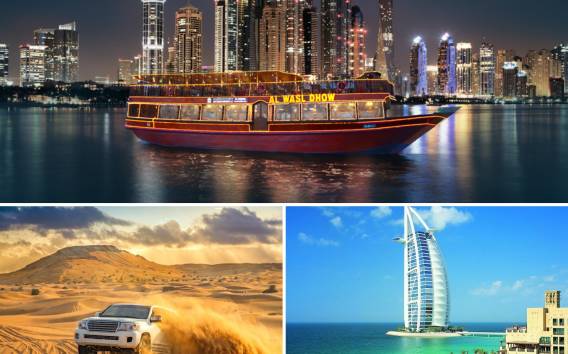 Super Saver: Dubai Wüstensafari, Dhow-Kreuzfahrt & Stadtrundfahrt