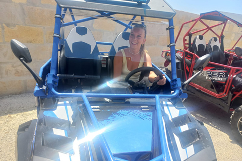 Malta: Passeio de buggy de dia inteiro em Gozo com almoço e passeio de barcoBuggy para 2 Pessoas (1 Motorista + 1 Passageiro)