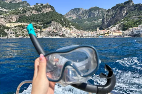 Från Positano: Halvdags Amalfikustens båttur och snorkling