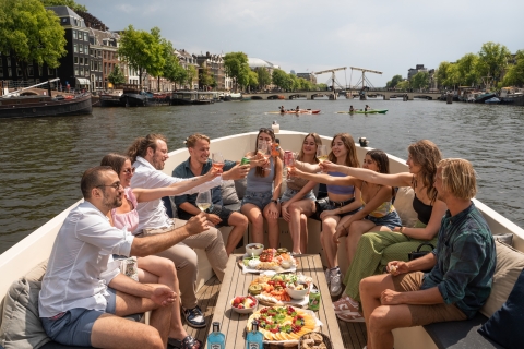Amsterdam: Crucero alemán guiado en barco abierto con bar a bordo