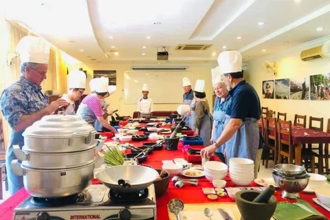 Sihanoukville - aula de culinária tradicional Khmer