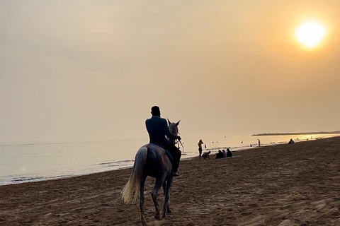 Montar a caballo en la playa de Mascate