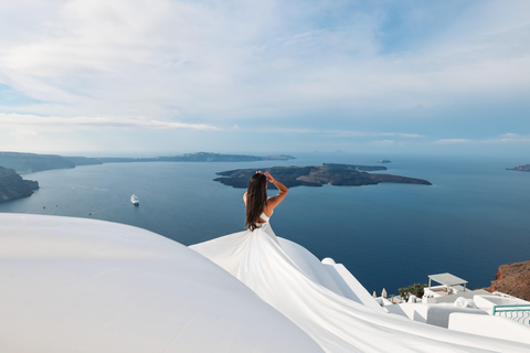 Flying dress Photoshoot in Santorini with Hotel Pickup