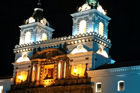 Quito: Dark tourism, Basilica, San Diego Cemetery, El Panecillo at night Quito: Necrotourism, Basilica, San Diego Cemetery, Panecillo at Night