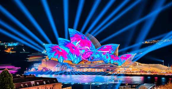 Sydney: Premium Catamaran Vivid Cruise with Welcome Drink