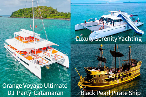 Pattaya : circuit d&#039;une journée dans les 3 îles en catamaran avec fêtePattaya : excursion d&#039;une journée sur le bateau pirate Black Pearl avec soirée DJ