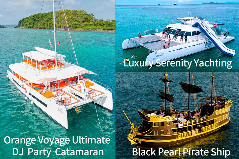 Pattaya : circuit d&#039;une journée dans les 3 îles en catamaran avec fêtePattaya : excursion d&#039;une journée sur le bateau pirate Black Pearl avec soirée DJ
