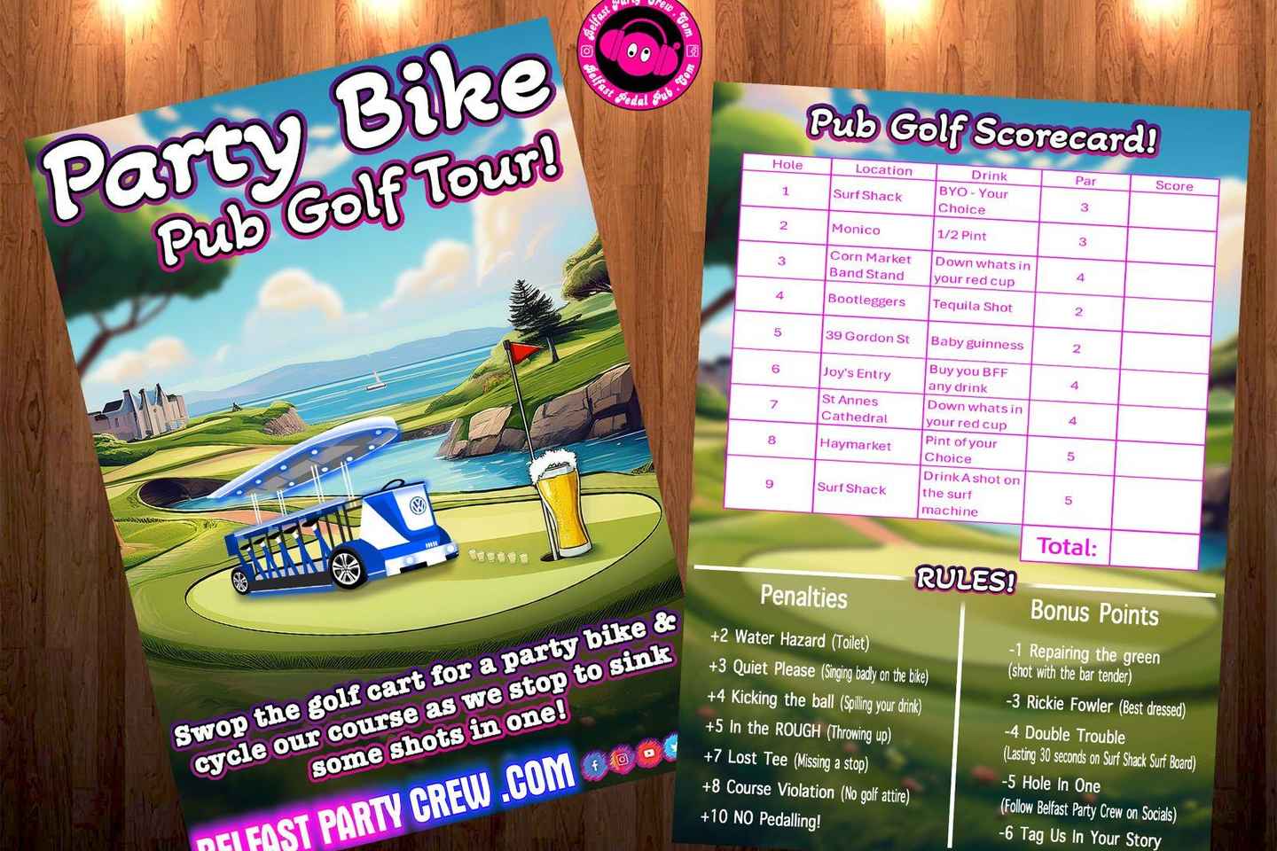 Belfast: 2-Hour Pub Golf Tour on Party Bike