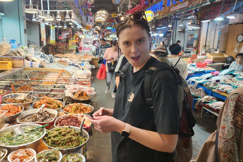 Busan: Matupplevelse på marknaden. Smash Seafoods och Street foods