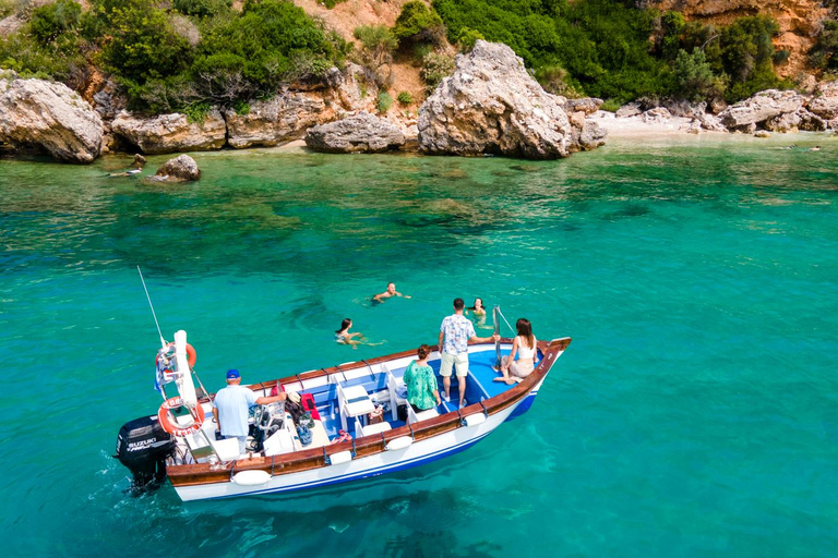 Private Cruise from Corfu on a Shaded Wooden Boat Private Cruise from Corfu Town on a Traditional Wooden Boat