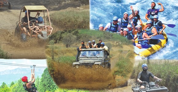 Side/Antalya: Jeep, Buggy, Rafting & Zipline Tour with lunch