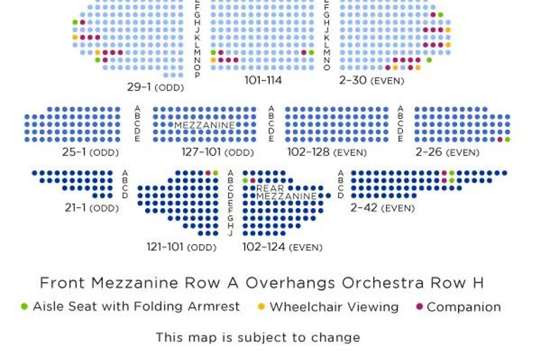 New York City: Chicago Broadway TicketsOrchester Seitenreihen BB-B Vordere Mezzanin Seitenreihen A-E