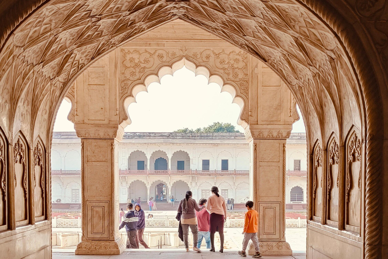 Da Jaipur: Tour privato dell&#039;alba di Tajmahal e della città di Agra in autoAuto AC con autista e guida + drop Jaipur o Delhi