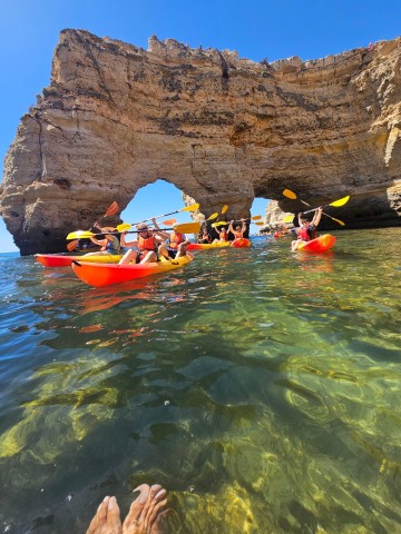 Visit Benagil Beach Kayak Rental with Caves and Cliffs in Portimão