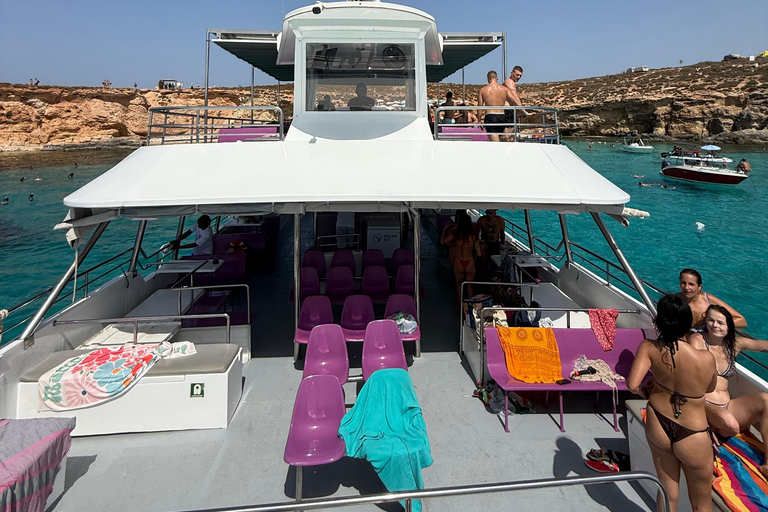 Malta: Comino Catamaran Cruise with Blue & Crystal Lagoon Morning or afternoon Half day cruise with 2 swimming stops