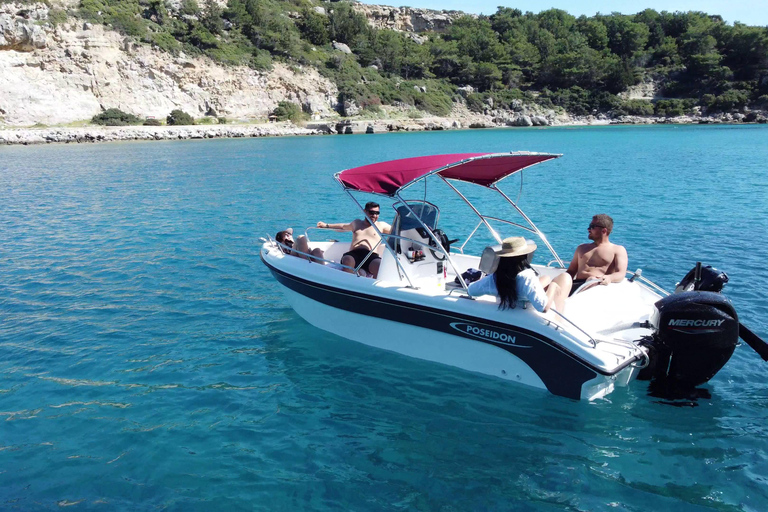 Rhodes: No licence Boat Rental Rhodes: 3hour Boat Rental with Optional Driver