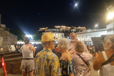 Athens panoramic tour by night with open double decker bus Christmas special night tour