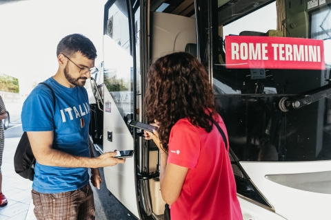 Roma: traslado directo en autobús Fuimicino - Roma TerminiAutobús del aeropuerto de Fuimicino a Roma Termini (ida)