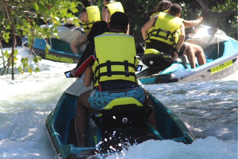 90 Minutes Cancún Jet Ski Adventure: Sea, Lagoon & Mangroves Ride Together – Shared Jet Ski (Book in Pairs)