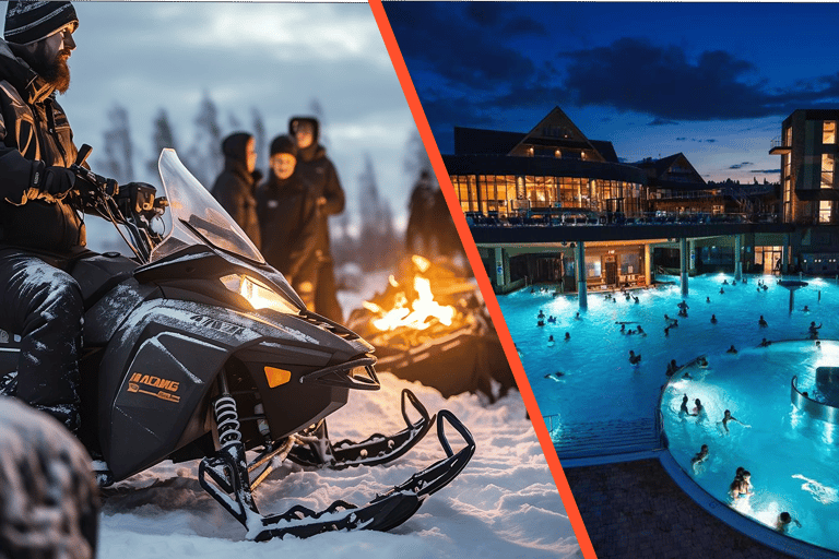 Zakopane: Paseo en moto de nieve con piscinas termales y servicio de recogida del hotel