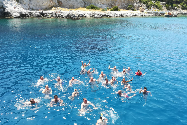 Båtutflykt till Anthony Quinn&#039;s Bay (mat och dryck ingår)Biljetter till segelbåt + Transfer Kiotari, Gennadi, Fanes